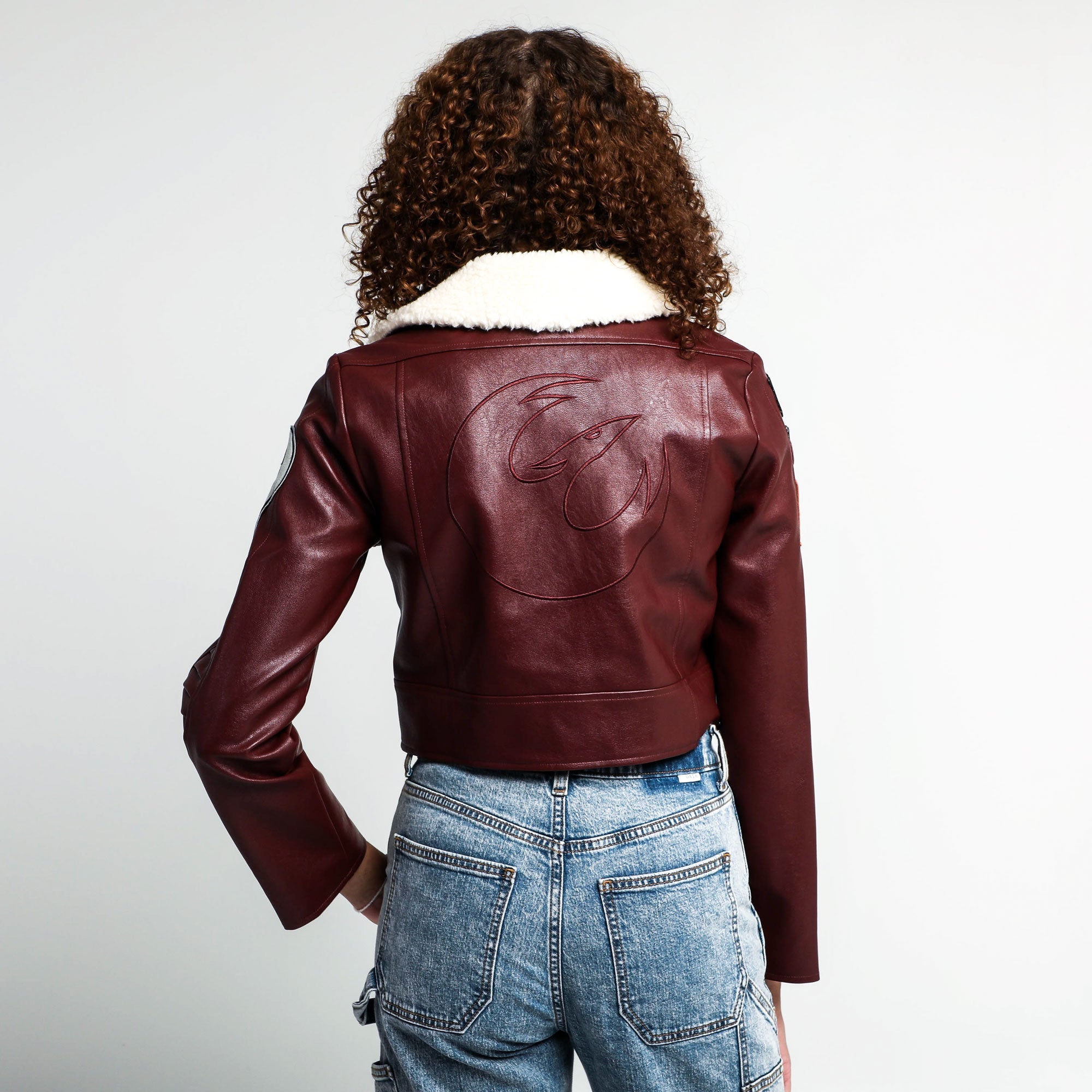 REBEL FAUX LEATHER CROPPED MOTO JACKET