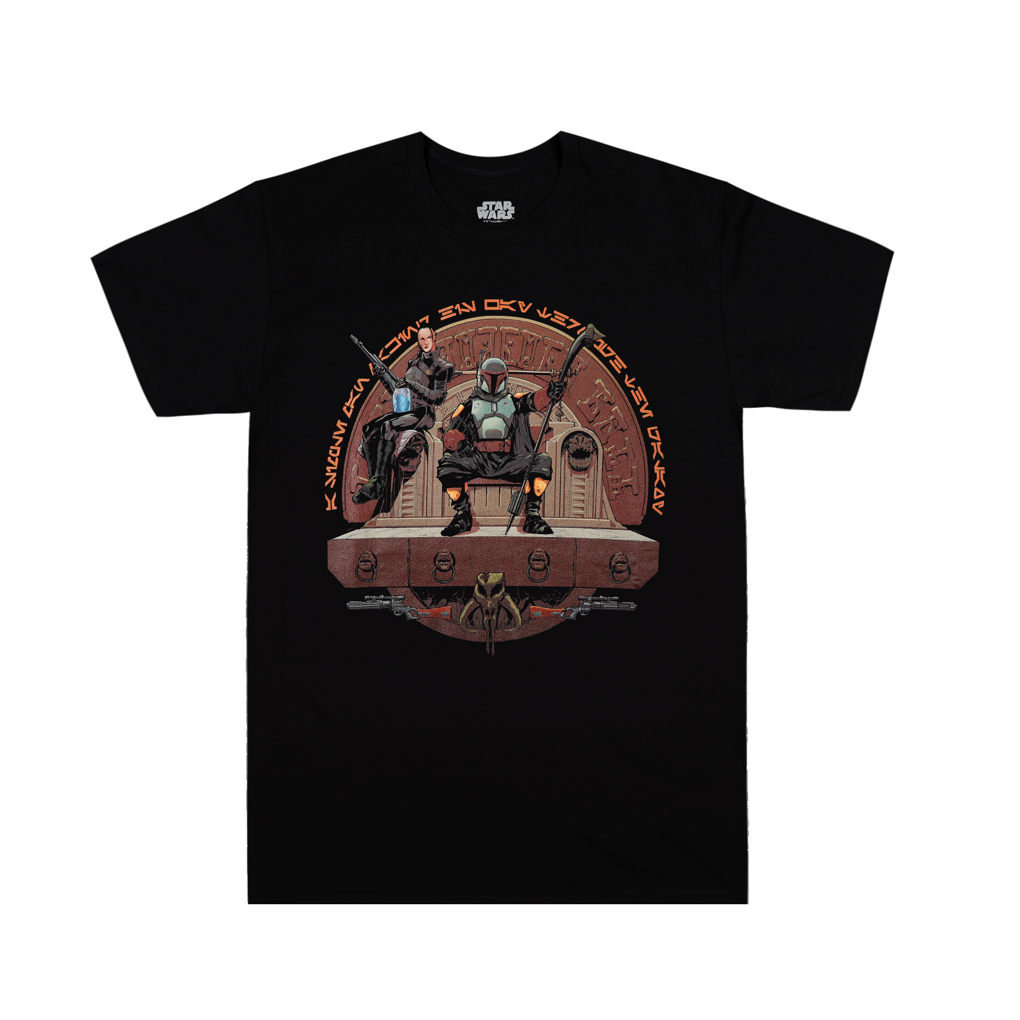 BOBA FETT THRONE COLOUR ILLUSTRATION BLACK TEE