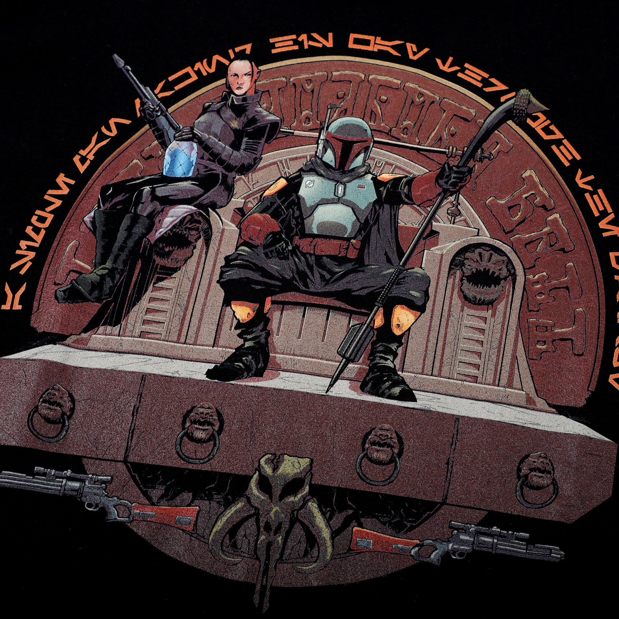 BOBA FETT THRONE COLOUR ILLUSTRATION BLACK TEE