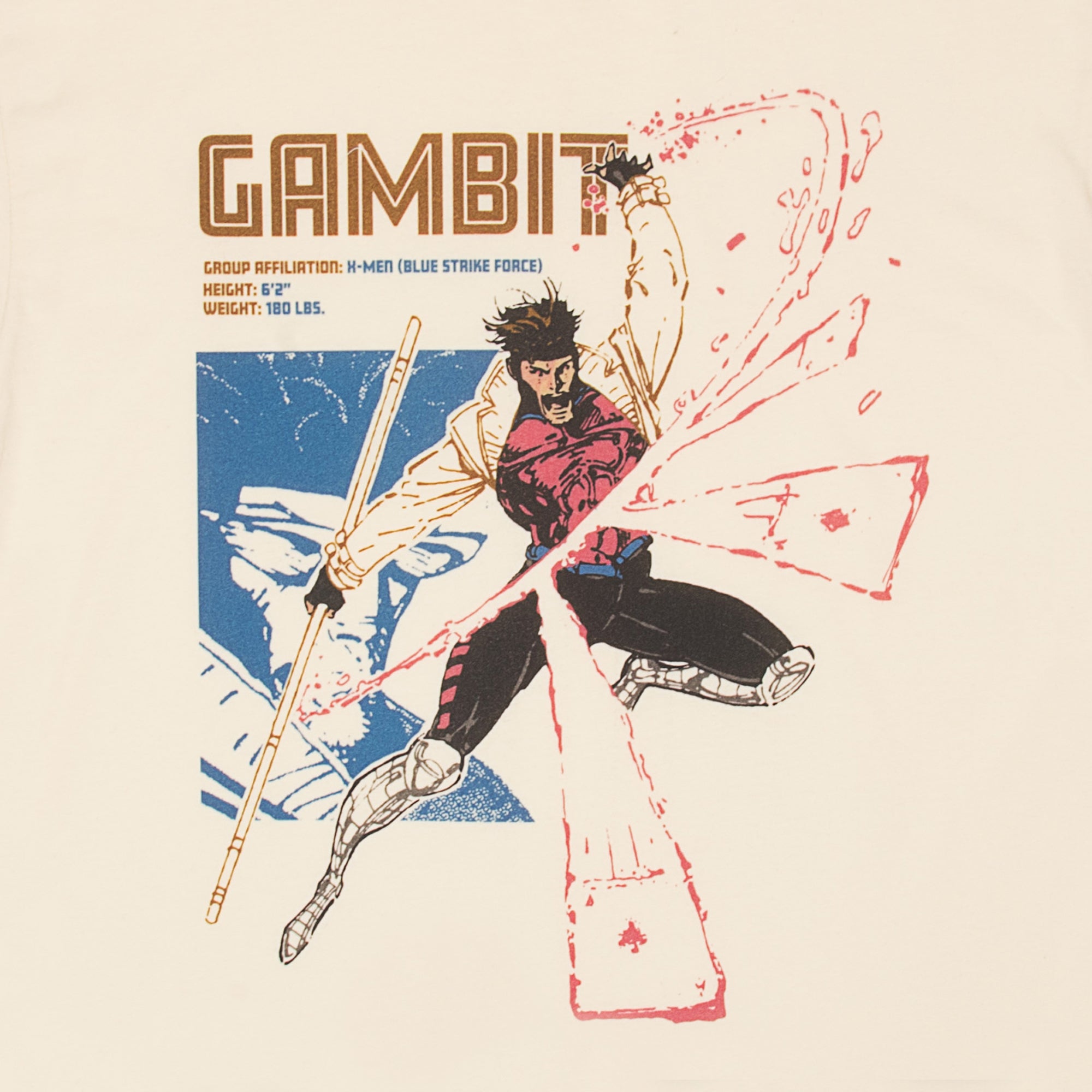 GAMBIT THROWING CARDS NATURAL TEE