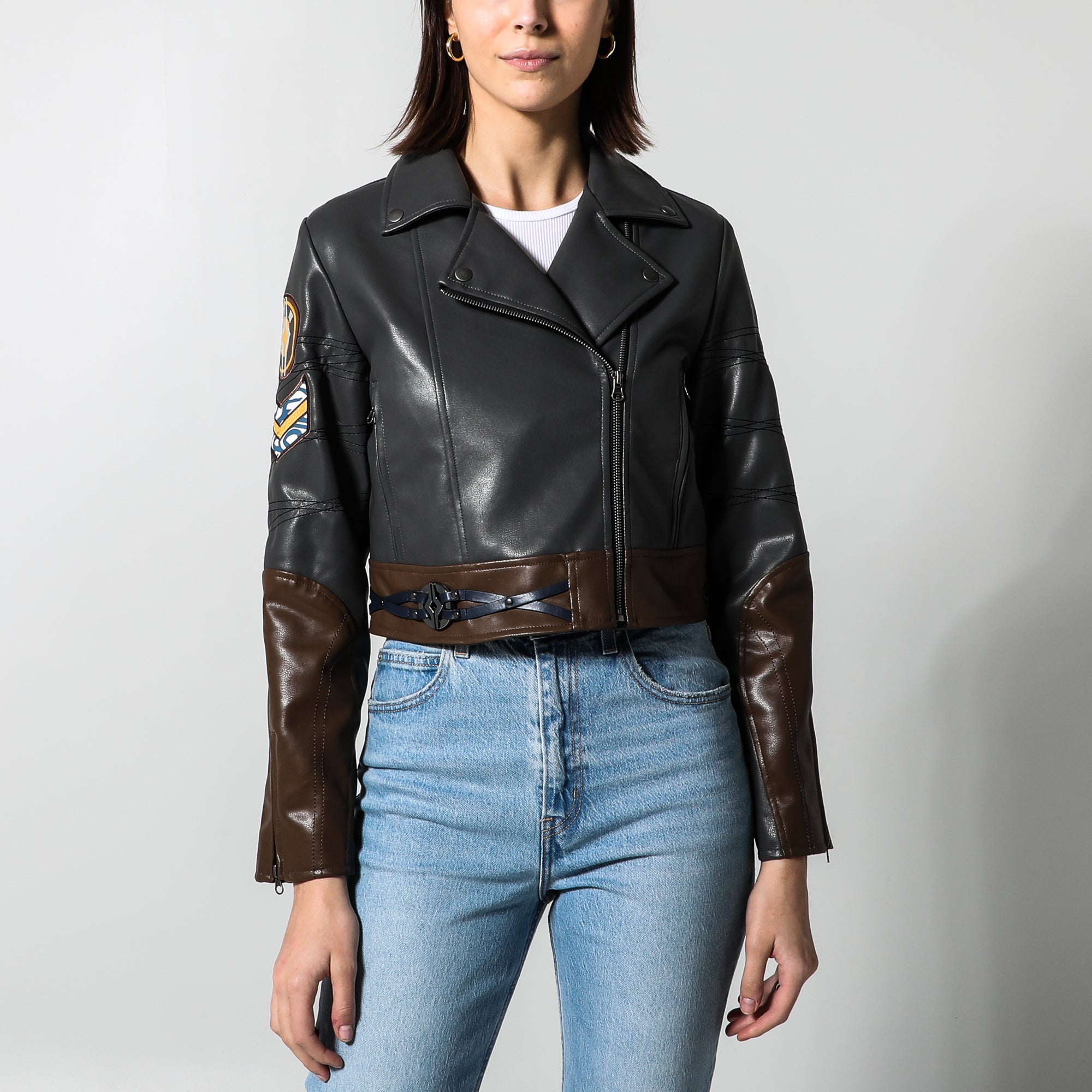 AHSOKA FAUX LEATHER CROPPED MOTO JACKET